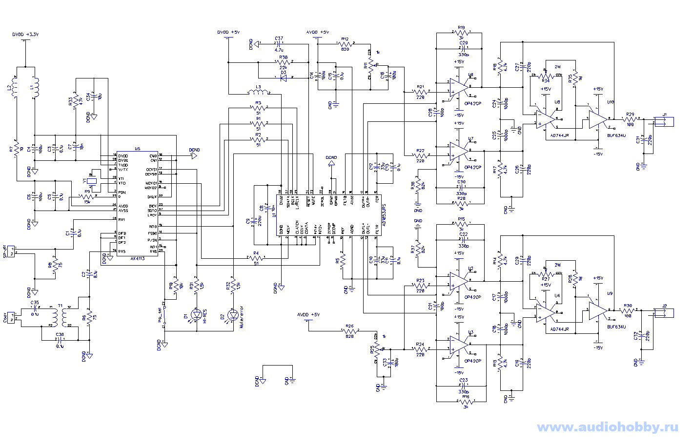 ЦАП на AK4113 и AD1853