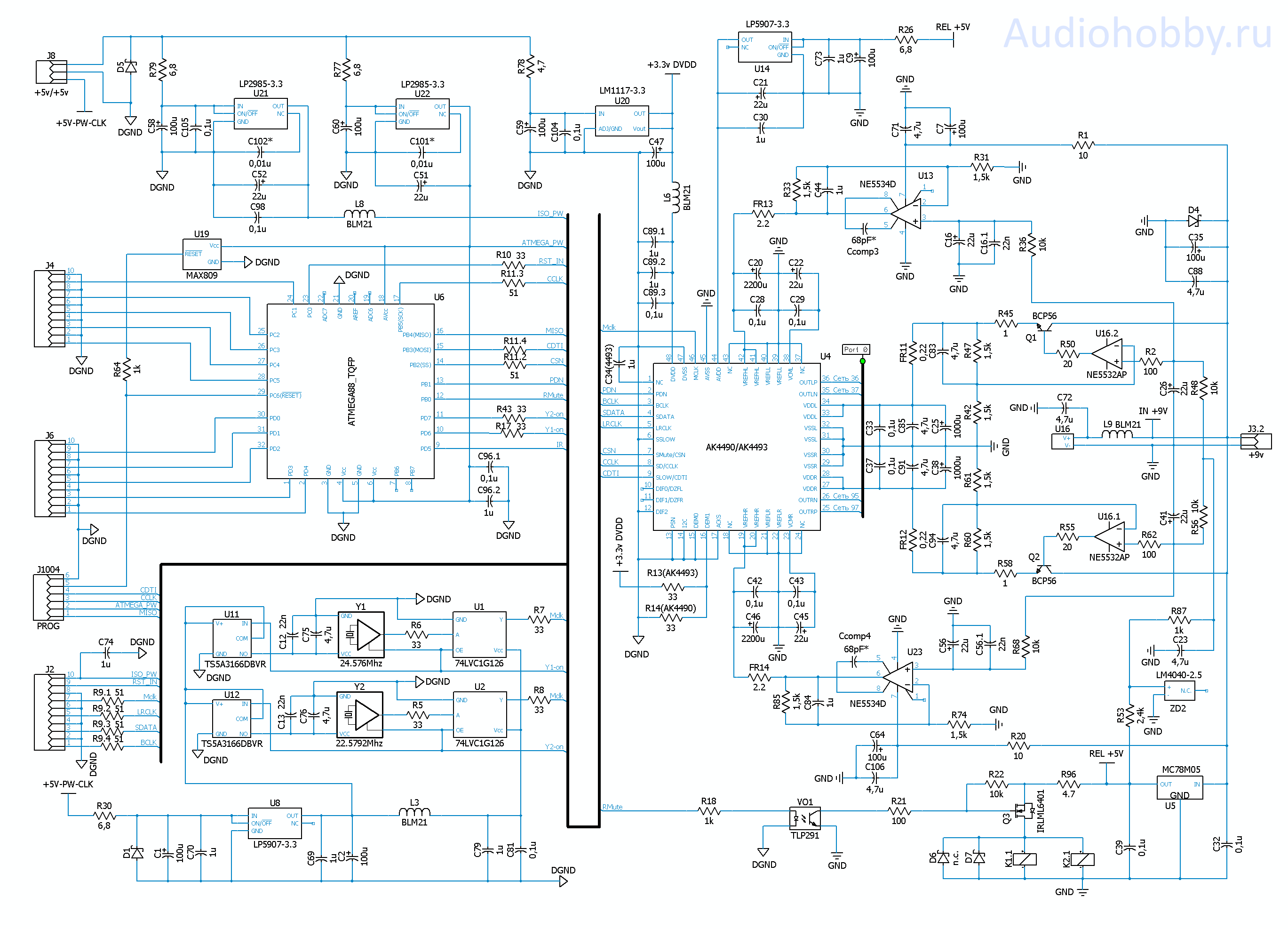 Схема ЦАП AH-D6 v2.x
