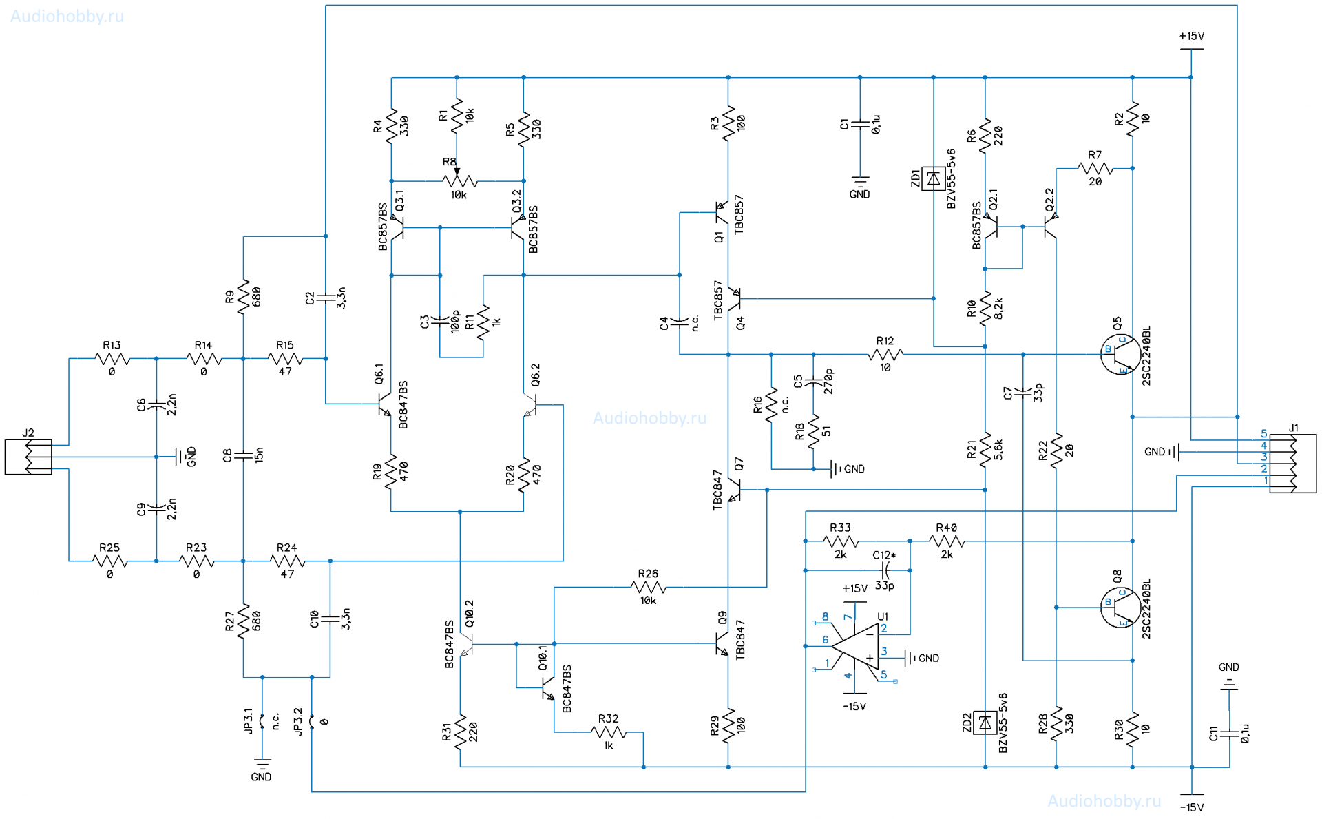 Схема дискретного аналогового фильтра для es9039q2m