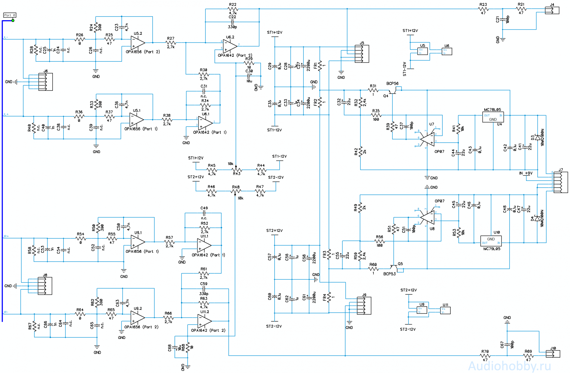 Схема аналогового фильтра для PCM1798 / PCM1794