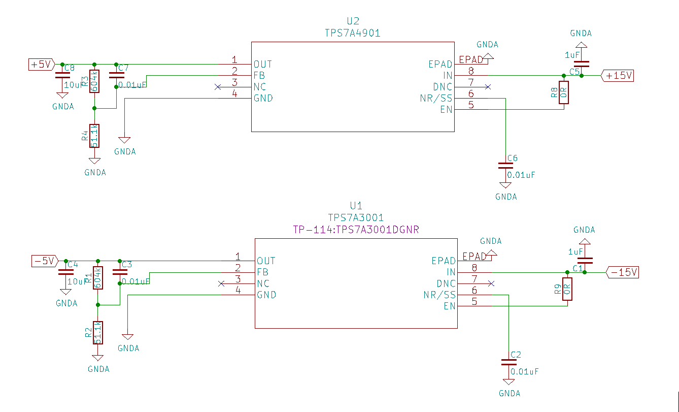 схема включения LDO Low Noise регулируемых стабилизаторов TPS7A4901 / TPS7A3001